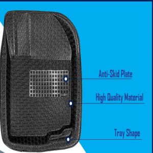 4.5D Car Floor Foot Tray Mats for Santro(2018) New  - Black